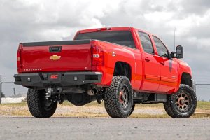 GMC Sierra 3500 HD Rear Bumper - Rough Country - LED with Integrated Steps - Black - '11-'19